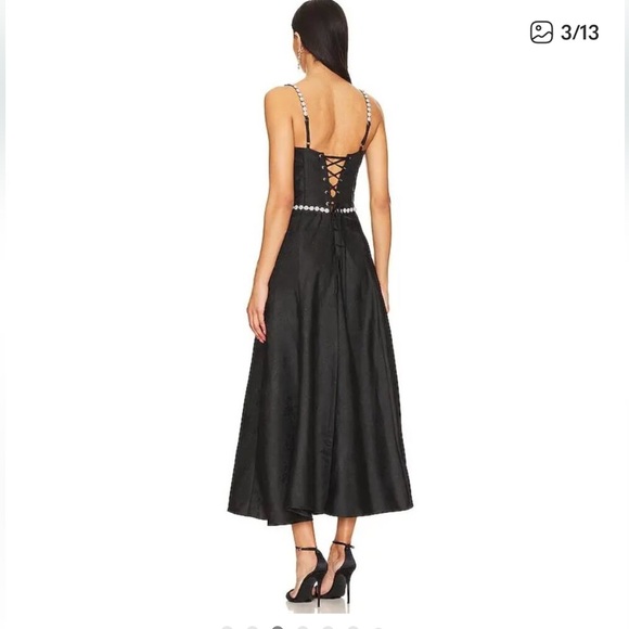 V. Chapman Elegant Black Corset Midi Dress - Picture 2 of 3